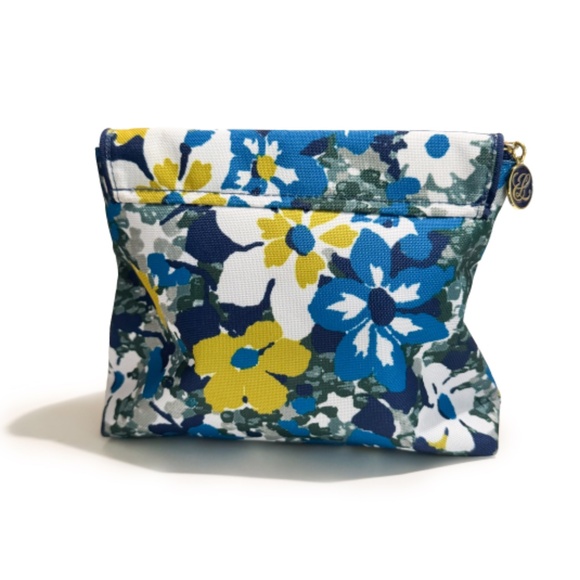 NEW ESTEE LAUDER Vtg Blue Yellow White Flowers Zipper Travel Makeup Cosmetic Bag - Picture 3 of 8